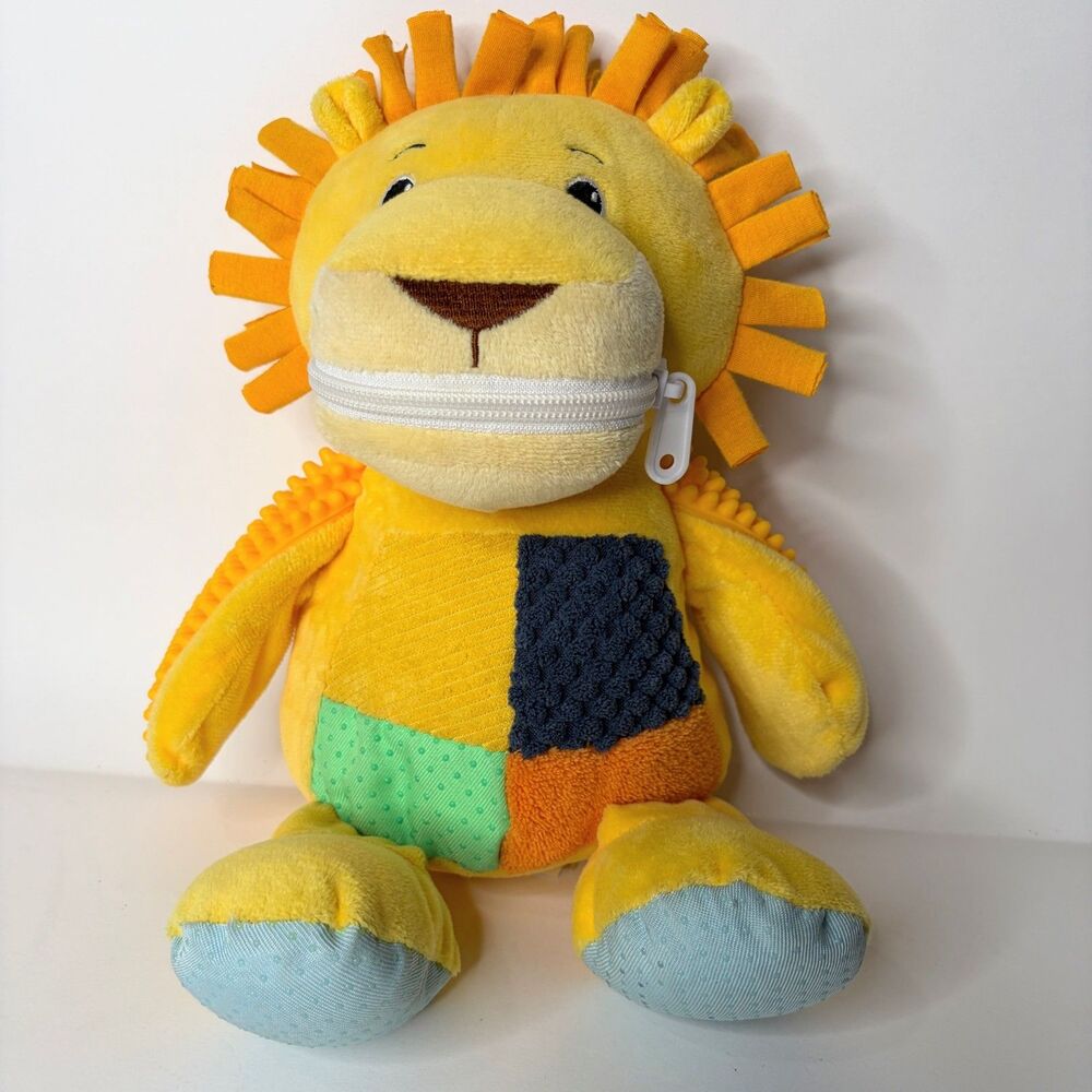 Animal Adventure Zippydude Lion Weighted Sensory Fidget Yellow Stuffed Animal